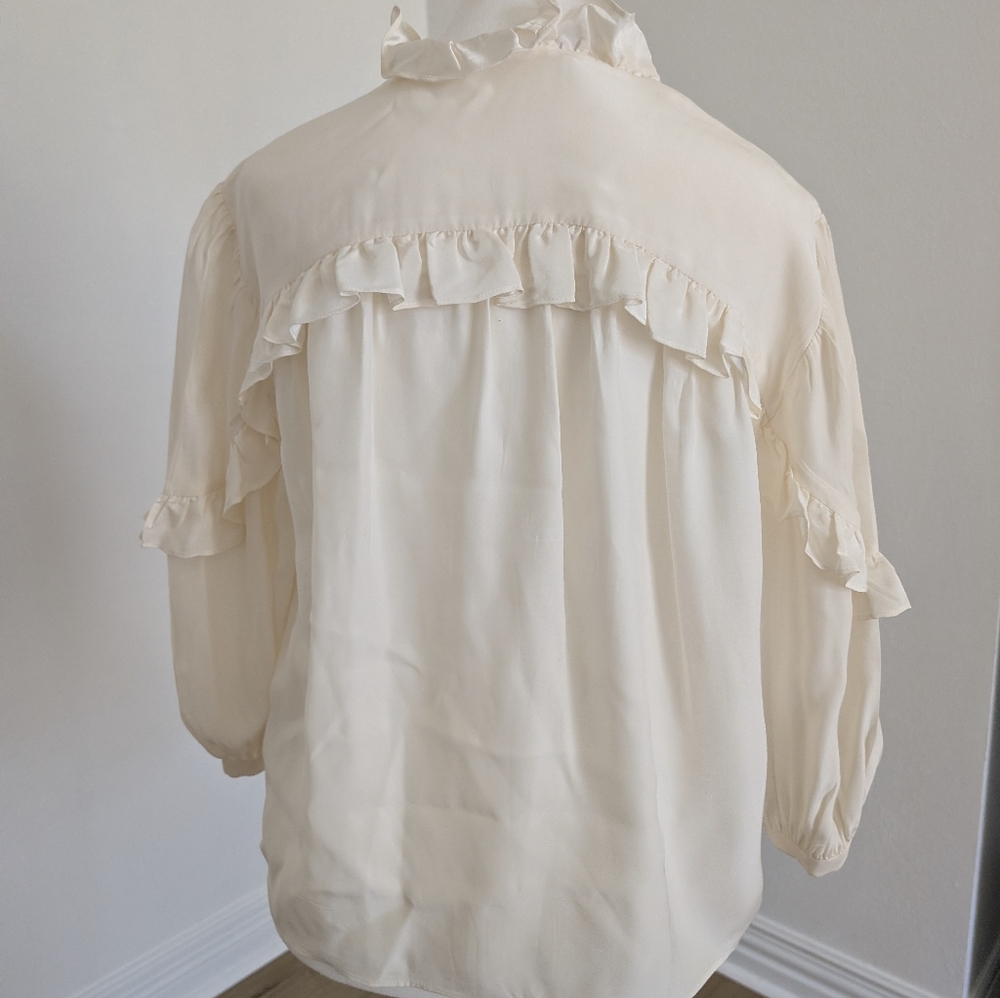 Frame Denim Cream Ruffle Blouse - Picture 3 of 6